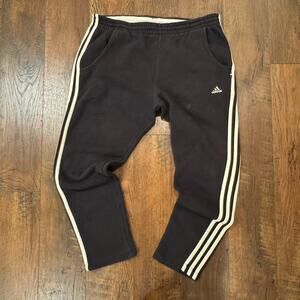 Vintage Adidas Sweatpants Men’s Large Stripes Mini Embroidered Logo Comfy Hole